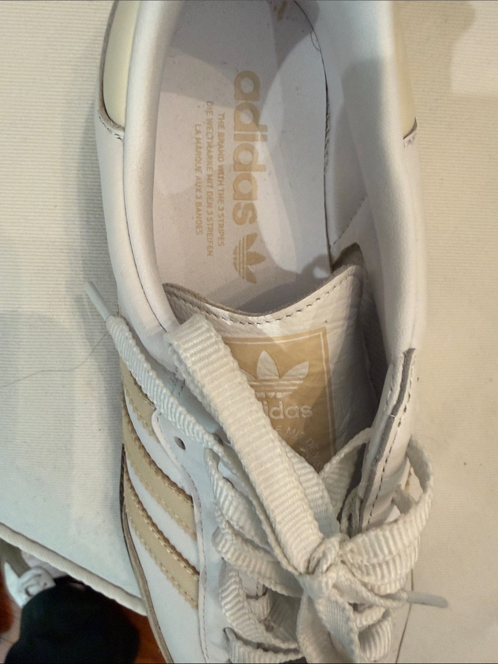 White and Beige Lace-Up Sneakers - Picture 6 of 7